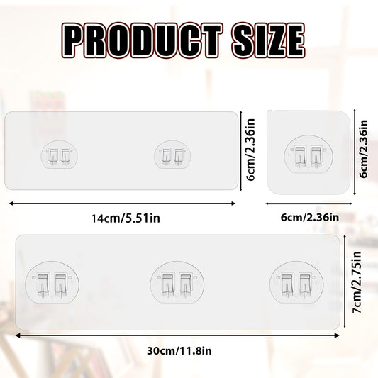 12 Pack Shower Adhesive Hooks, Shower Caddy Adhesive Replacement Transparent Adhesive Hooks Stickers Strong Hook Strip for Shelf Shower Caddy Kitchen Racks Bathroom Storage Racks Soap Holder