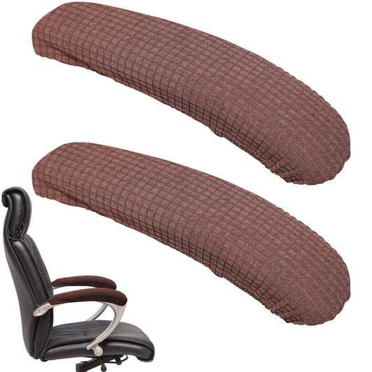 2Pcs Office Chair Armrest Covers Stretchable Polyester Chairs Protector Covers Office Chair Arm Pads Armrests Protector Cushion Cover Arm Protectors for Desk and Computer Chairs (1 Pair ,Dark Brown)