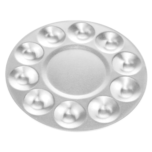 2 Pcs Round Paint Tray Palettes Metal Paint Palette with 10 Wells Painting Supplies for Birthday Painting Party Watercolours DIY Craft Art Paints (17cm)