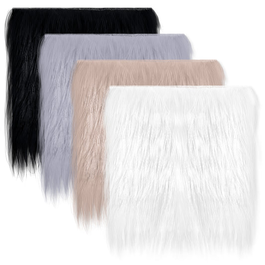 Faux Fur Fabric Squares, 4 Pieces 10"×10" Faux Fox Fur Square Fabric Soft Faux Fur Fluffy Fabric Fuzzy Fabric Warm Fur Material Furry Fabric Faux Fur for Crafts DIY Seat Cushion Costumes Rugs Apparel