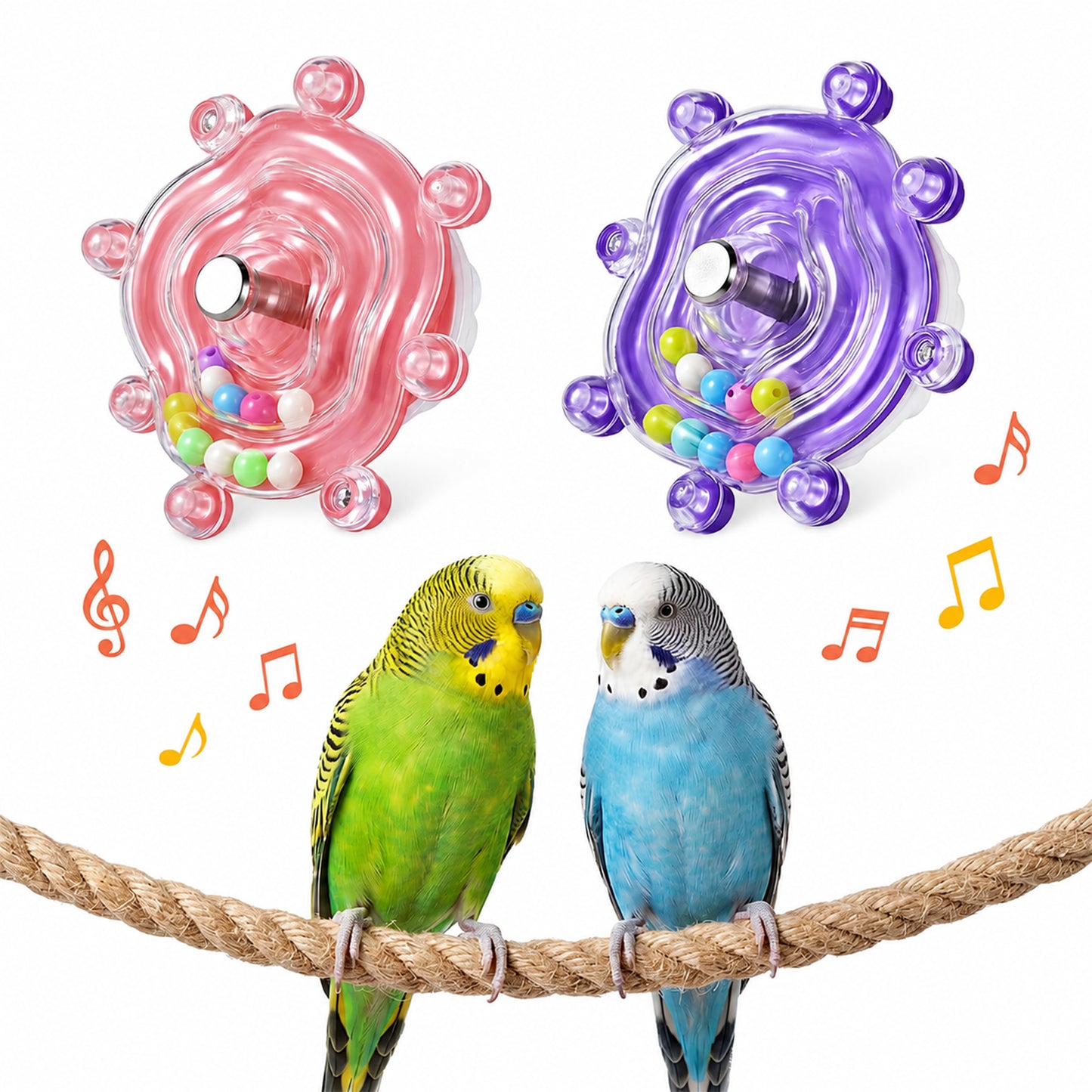 Fibraze 2PCS Budgie Interactive Wheel Green Cheek Conure Toys