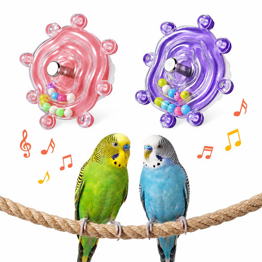 Fibraze 2PCS Budgie Interactive Wheel Green Cheek Conure Toys