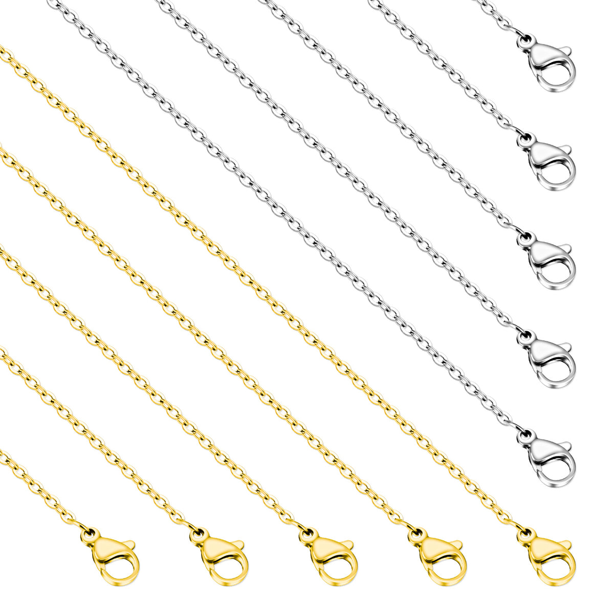 10Pcs Necklace Chains Gold and Silver Stainless Steel Necklace