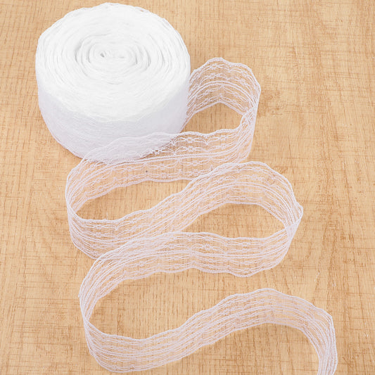 30 Yards White Lace Ribbon Roll 4.5 cm Wide Sewing Crafts Lace Ribbon Fabric Trim Roll for Wedding Decoration, Sewing Crafts, Bouquet, and Gift Wrapping