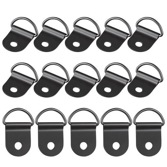15Pcs Small D Ring Tie Down Anchors, Black D Rings Heavy Duty Steel Anchor Points For Truck Trailer RV Camper Boat Cargo Control