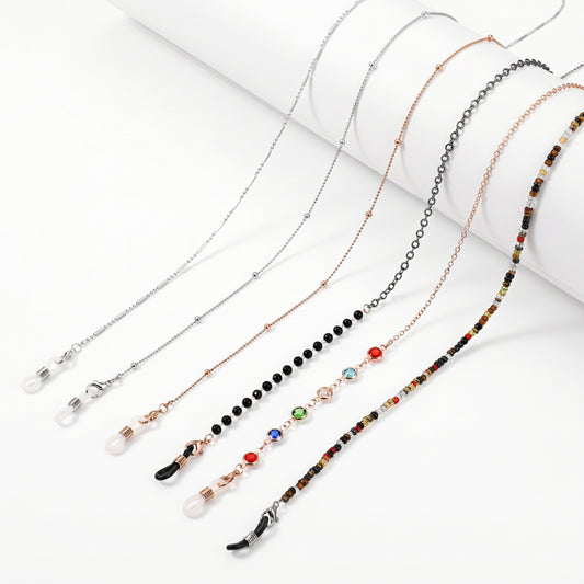 Eldraqth 6 Pcs Eyeglass Chain, Glasses Strap Eye Glasses Holders Around Neck Beaded Glasses Lanyard Reading Glass Chain Glass String Sunglass Retainer Chains for women