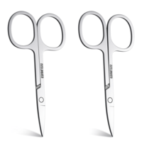 2 Pcs Small Grooming Scissors Curved and Stright Small Cuticle Scissors Manicure Scissors Multi-Purpose Stainless Steel Beauty Scissor for Facial Hair Eyebrow Eyelash Mustache