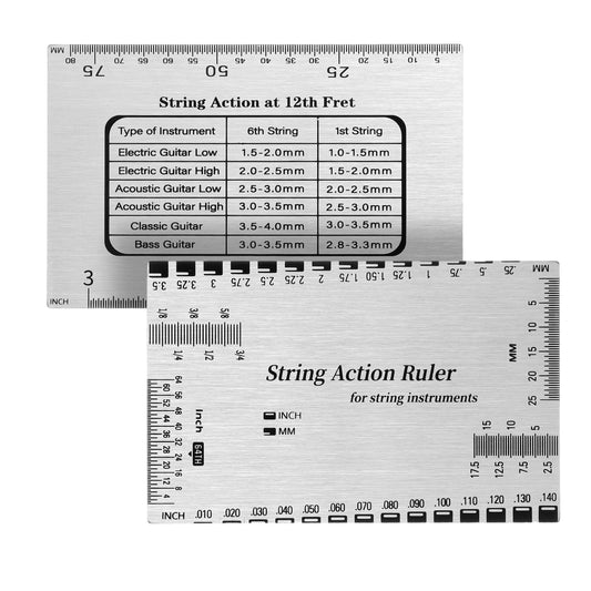 2 PCS Guitar String Action Gauge, Guitar Height Gauge Set Up Tool String Height Gauges Ruler Strings Action Ruler, Gauges Tool for Electric Bass and Acoustic Guitars, Bass, Mandolin, Banjo