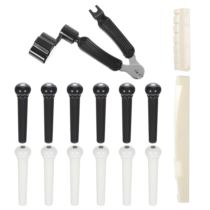 15 Pcs Acoustic Guitar Bridge Pins with Saddle Nut 3-In-1 Bridge Pin Puller Remover Guitar Pegs Replacement Parts Accessories String Pegs Guitar String Remover Tool