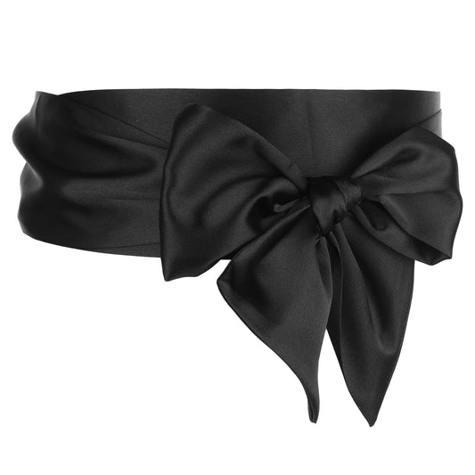 Psyqtsuary Women Satin Waist Belts Long Sash Bridal Waist Belts Dress Belt for Wedding Sash Belt Bridal Belt Dress Belt Women Bow Belt Ribbon Belt Black Sash Belt for Wedding Prom Formal 4'' Wide