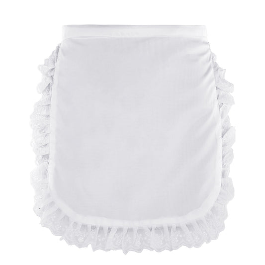 Qulkws Waist Apron, Half White Apron, Maid Aprons Adjustable Frilly Waitress Aprons for Kitchen Cooking Restaurant Theme Party Coffee Shop (White)