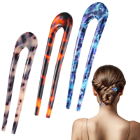 French Hair Pins for Thick Hair 11.5cm U Shaped 2 Prong Large French Twist HairPin for Women Hairs Styling Accessories(Tortoise Shell)
