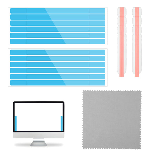 Zelphvt 12 PCS Privacy Screen Adhesive Strips, 2 PCS Slide Mount Holder Tabs with Microfiber Cloth Easy On Your Security Filter with Replacement Kit for Monitor Laptop Privacy Protector