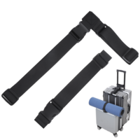 2 Pack Luggage Straps with Buckle for Connecting Luggage Together, T-Type Suitcase Connector Straps Adjustable Suitcase Strap Belt (Black, 4cm Wide)
