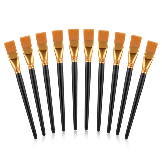 10 Pieces Flat Paint Brushes, Acrylic Paint Brushes Nylon Craft Paint Brushes Art Detail Oil Brush Small Watercolor Brushes 3/4 Inch Artist Paint Brush for DIY Crafts Acrylic Painting, Black