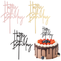 3 PCS Acrylic Happy Birthday Cake Topper Happy Birthday Sign for Cake Party Decorations Party Desserts Pastries Supplies(Rose Gold + Black + Gold)