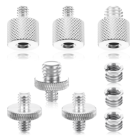 1/4 to 3/8 & 3/8 to 1/4 Adapter Tripod Mount Mic Stand Camera Screw Thread Mount Adapter for Tripods Microphone Stands, Silver 3 Pack