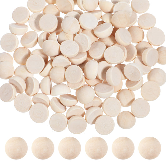 200 Pcs Half Wooden Beads Unfinished Natural Half Wooden Balls 12 mm Mini Split Round Hemisphere Wood Ball Unfinished Split Wood Ball for Painting DIY Jewellery Making Art Crafts Assortments