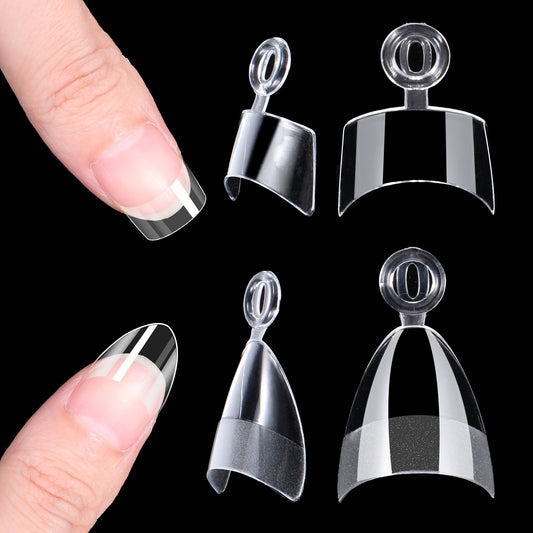 480PCS Nail Tips: 240PCS Short Half Cover Almond Nails & 240 PCS Small Square Nail Tips Clear False Tips Gel Set with Box for Nails Extension, 12 Sizes