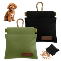 Alrhso 2 Pcs Dog Treat Pouch Hand Free Auto Closing Dog Treat Bag with Carabiner for Training Pet, Snack Reward, Outdoor Use (Black, Green)