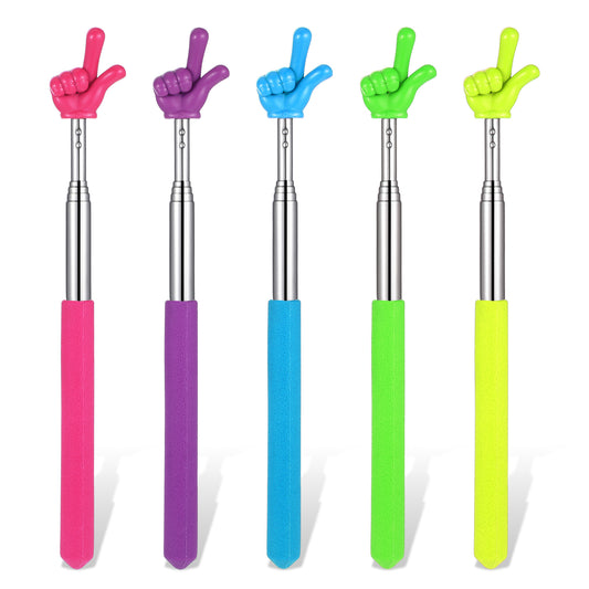 Hand Pointer Stick 5 Pcs Retractable Teacher Pointer Sticks, Extendable Pointing Stick, Colorful Student Finger Pointing Sticks, Telescoping Hand Pointers for Teacher, Classroom, Reading, Presentation