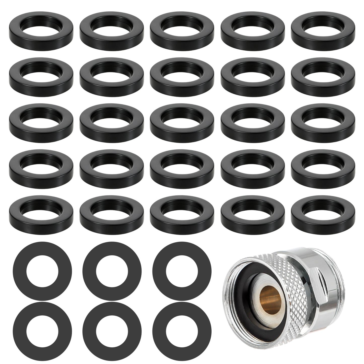 50 PCS Flat Rubber Washer Assortment Kit, Hose Seal Vibration Absorbing Pads Sealing Rubber Washers Pads Faucet Washers Black Washer for Faucets Garden Bolts Screws Hose Plumbing Shower Head
