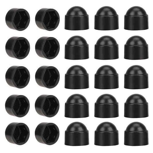 30Pcs Bolt Nut Protective Cap M8 X 13mm Plastic Hexagonal Screw Protection Cap Dome Plastic Bolt Caps (Black)