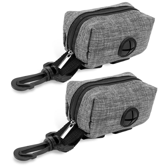 2 Pack Dog Poop Bag Holder, Dog Poop Bag Dispenser Portable Set Fit Dog Leash Free Holder, Pet Dog Waste Bag Dispenser Leash Attachment, Waste Bag Dispenser for Pet Leash Accessory, Grey