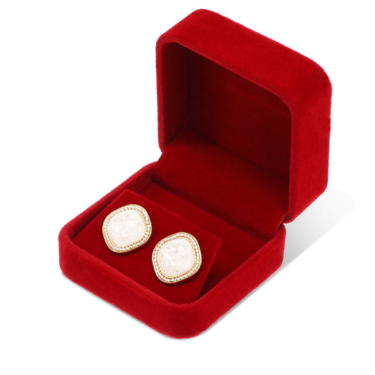 Xthrotsenk Velvet Earring Gift Boxes Red Jewelry Box Small Earring Storage Case Necklace Pendant Jewelry Display Box for Proposal, Wedding, Engagement, Birthday