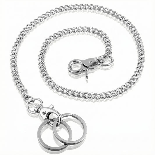 SynHHergyx Wallet Chains for Men, 24 Inch Heavy Duty Pocket Chain Metal Purse Chain with Lobster Clasps and 2 Keyrings for Keys, Jeans, Pants, Belt Loop, Wallet, Handbag