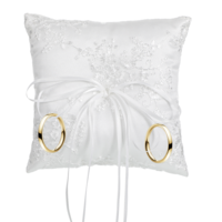 Qulkws Ring Bearer Pillow, Wedding Ring Pillow, Lovely Bud Bowknot Rings Pillows for Wedding Party Decoration, Proposal Ceremony, 5.9" x 5.9" (White)