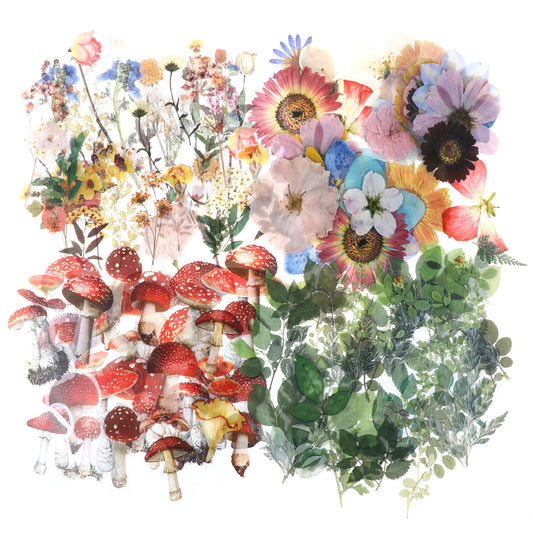 160PCS Natural Flower Stickers Transparent Stickers Vintage Forest Clear Sticker PET Self-Adhesive Plant Floral Sticker Artsy Washi for Journaling Scrapbooking Cards Making