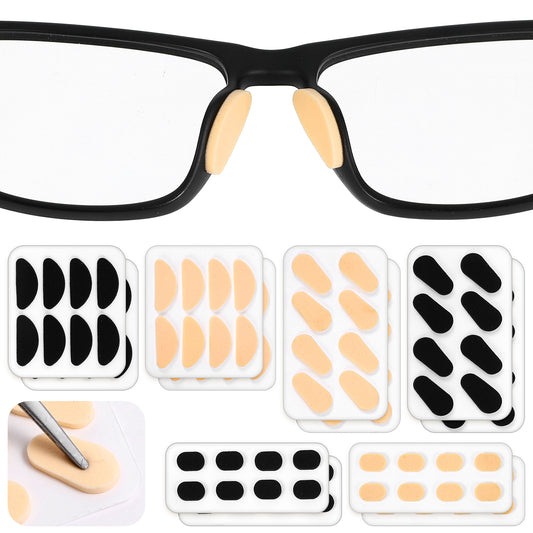 EVA Foam Glasses Nose Pad, 48 Pairs Elastic Soft Eye Glasses Nose Pads Non Slip 3 Shapes Stick on Noses Cushions Adhesive Nosepads for Eyeglasses Sunglasses (White and Black)