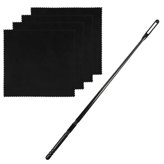 Flute Cleaning Kit, 4 Pcs Flute Cleaning Cloth and Flute-Cleaning-Rod Flutes Polishing Cloths & Swabs Flutes Accessories (Black, 15x15cm)