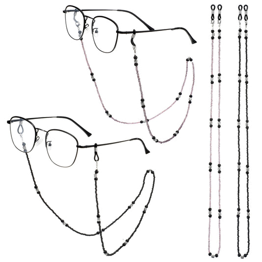 salbsever 2 PCS Beaded Eyeglass Chains, Eye Glasses Holders Around Neck Eyeglasses Strap with Acrylic Beads Glasses Chain for Women and Men