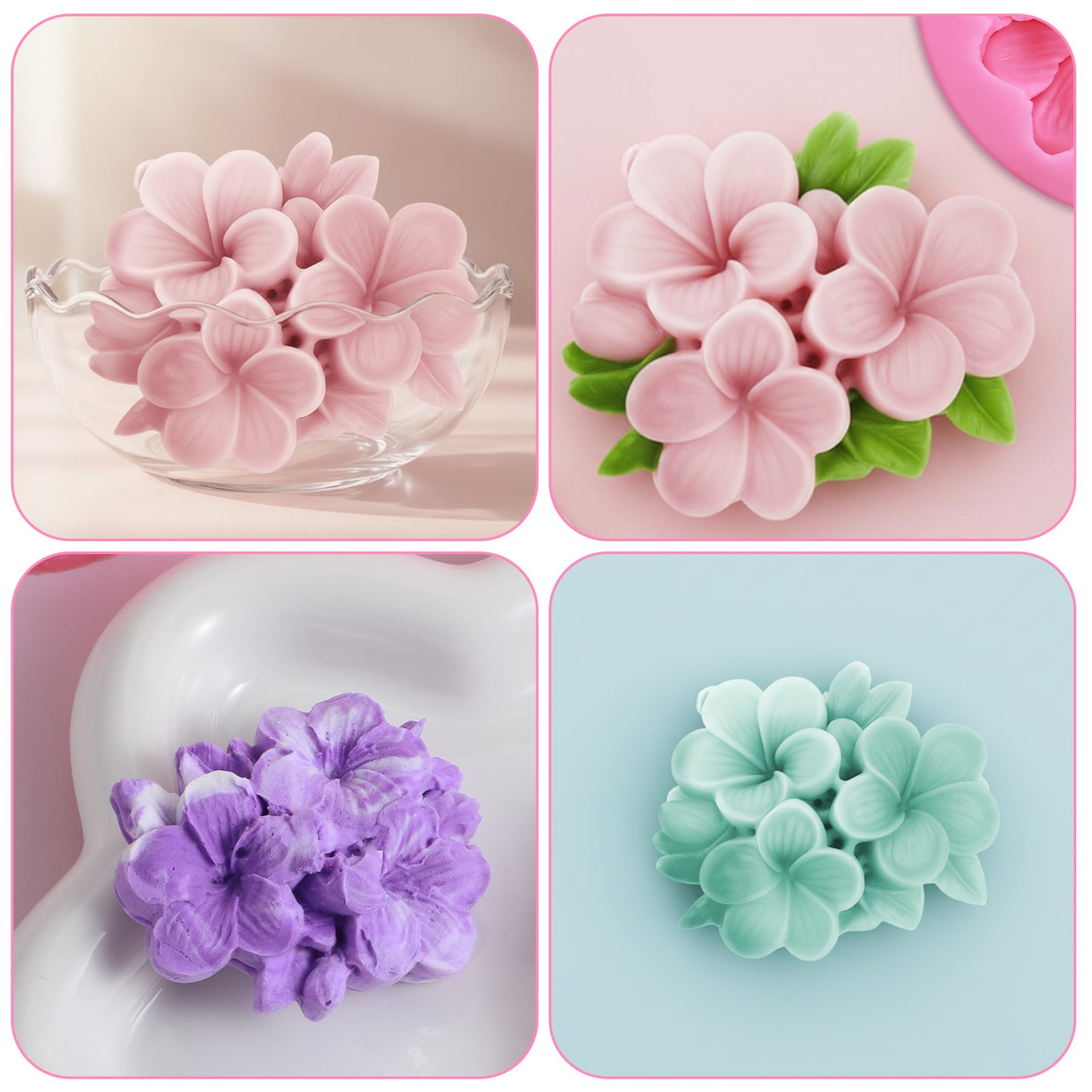 2pcs Flower Candle Mold, Flower Silicone Mold 3D Cute Flowers Resin Molds for Candle Making Fondant Chocolate Cake Decorating Soap Resin Casting Craft Making