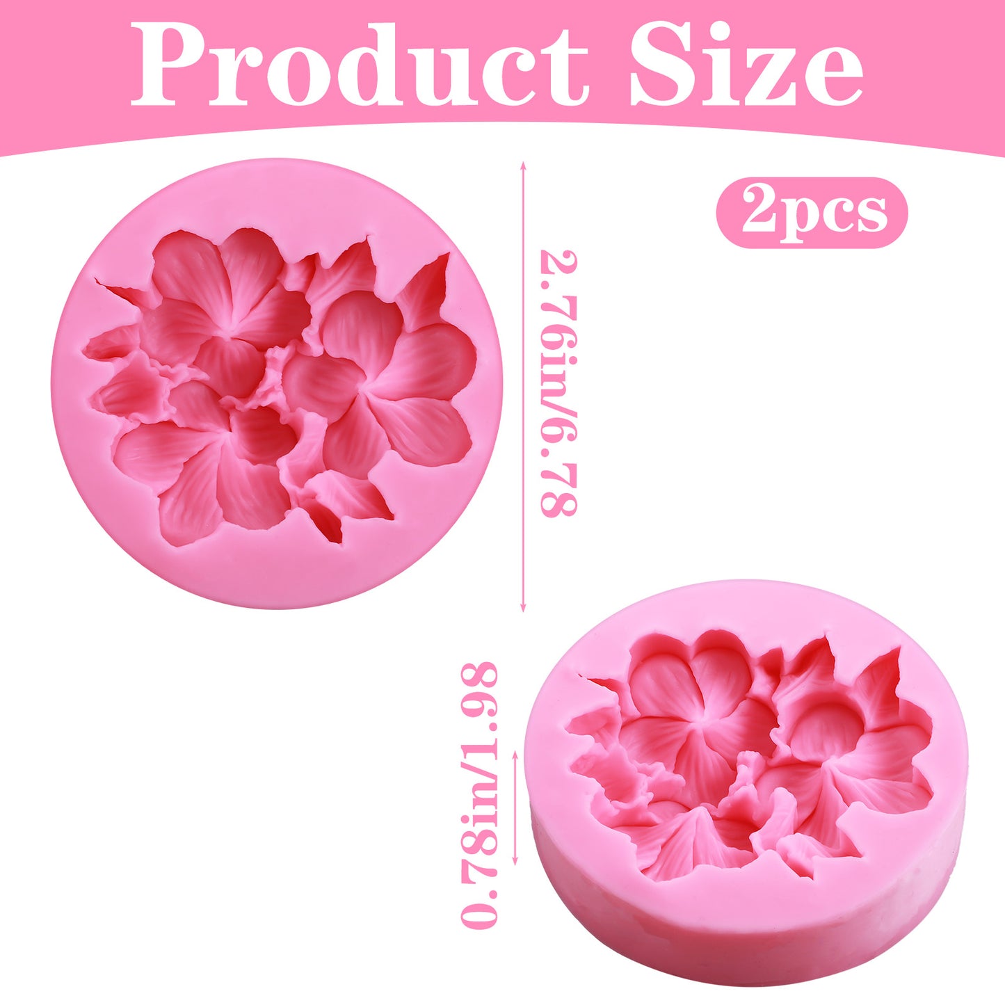 2pcs Flower Candle Mold, Flower Silicone Mold 3D Cute Flowers Resin Molds for Candle Making Fondant Chocolate Cake Decorating Soap Resin Casting Craft Making