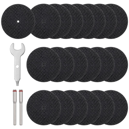 Cutting Wheel for Rotary Tool, 23Pcs Metal Cutting Discs, 1 Wrench & 2Pcs 1/8“ Mandrels, Durable Cutt Wheel for Drill Wood Crafting and DIY Projects