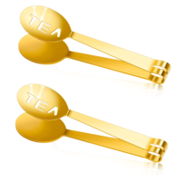 2 Pcs Tea Bag Squeezer，Stainless Steel Tea Bag Squeezer Tongs Gold Filter Spoon Clamp Round Strainer Holder Clip Eating Accessories for Gripping Loosing Leaf Ice Cube Sugar and Lemon Slice