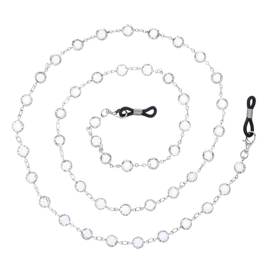 InnoHHustle Crystal Beaded Eyeglasses Chain Silver Glasses Strap Holder Chain for Women Eye Glasses Holders Around Neck Mask Chain Sunglasses Strap Holder