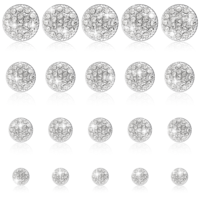 20PCS Rhinestone Buttons for Clothing, Sparkle Embellishments Sew on Clothing Buttons, Bulk Silver Rhinestone Button for DIY Jewelry Making, Wedding Decoration Bridal Bouquet, 4 Sizes