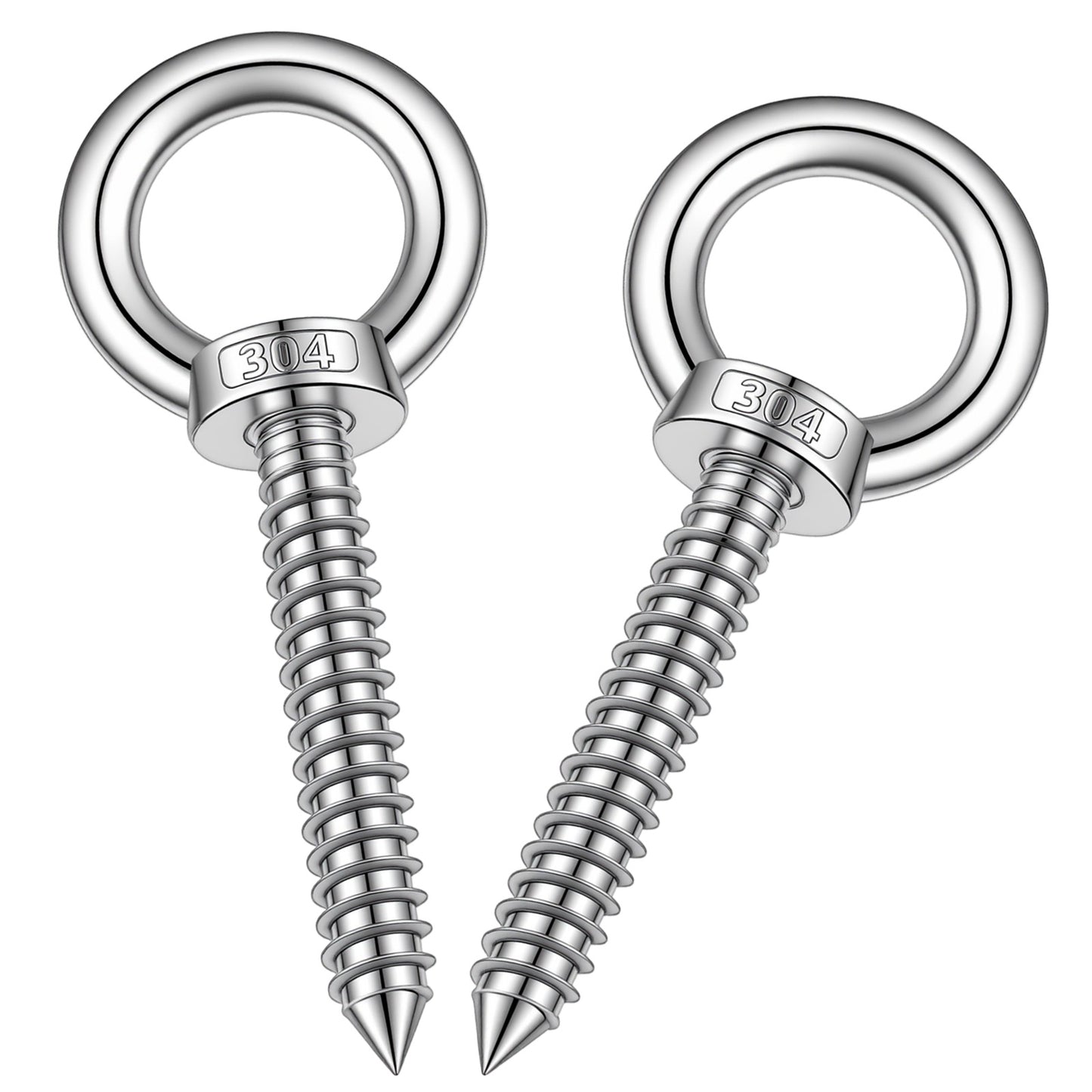 Zelphvt 4 Inch Heavy Duty Eye Hooks, 304 Stainless Steel Self Tapping Eyelet Screw M10, Heavy Duty Screw in Eye Hooks for Hammock Stand Swing Chair Yoga Indoor Outdoor Uses, 2PCS Silver