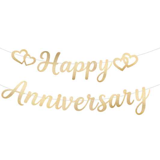 Glitter Happy Anniversary Banner, Reusable Happy Anniversary Sign