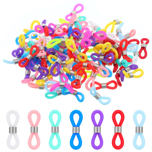 Eyeglass Chain Ends, 100 Pcs Adjustable Silicone Eyeglasses Chain Connector Anti Slip Glasses Chains Rubber Loops Eyeglass Strap Retainer for Eye Glasses Sunglasses Holder Necklace Chains, Mixed Color