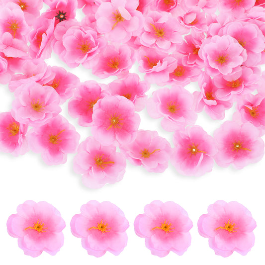 100 Pcs Pink Cherry Blossom Heads Artificial Silk Cherry Blossom Petals 2 Inch Silk Cherry Blossom Peach Blossom Petals for Wedding Party Home Decoration DIY Accessories Car Hats Decoration