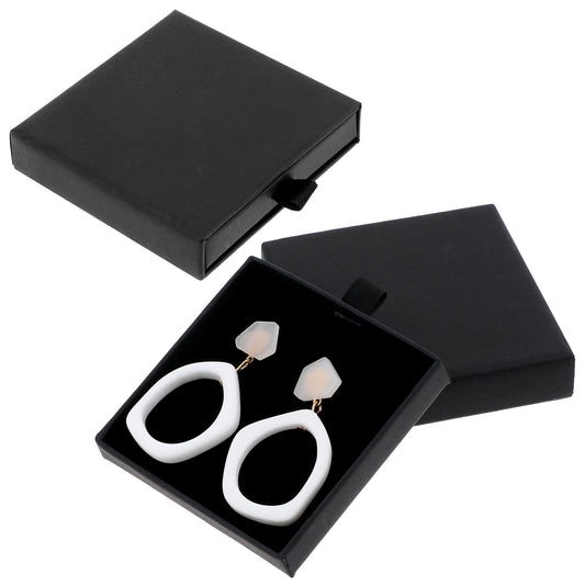 2PCS Jewelry Gift Boxes, Cardboard Jewelry Boxes 3.14 × 3.14 × 0.7 Inch, Cardboard Jewelry Boxes for Bracelets, Necklaces, Earrings, Jewelry Gift Storage(Black)