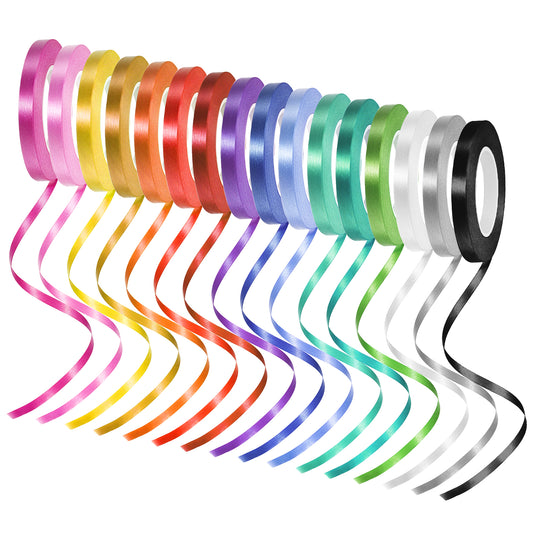 32 Rolls Balloon String Ribbon 16 Colors Curling Ribbons for Gift Wrapping, 1/5" Thin Assorted Gift Wrap Ribbon for Florist Wedding Birthday Graduation Festival Party Decor (11yd/Roll)