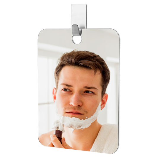 Shower Mirror Fogless for Shaving, 5.1in X 6.7 In Fogless Mirror for Shower, Bathroom Mirror for Wall Hanging with 1 Adhesive Hook, Portable Travel Camping Mirrors Shatterproof Makeup