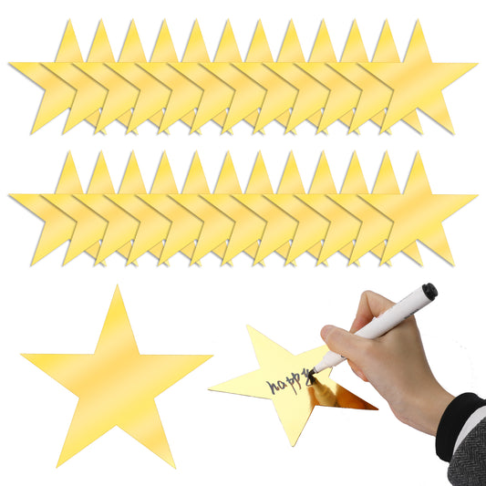 24 Pieces Large Gold Card Stars 6 Inch Gold Star Cutouts Double Printed Star Paper Glitter Star Cutouts Paper Star Confetti Cutouts for Wedding Party Christmas Classroom Bulletin Board Supplies