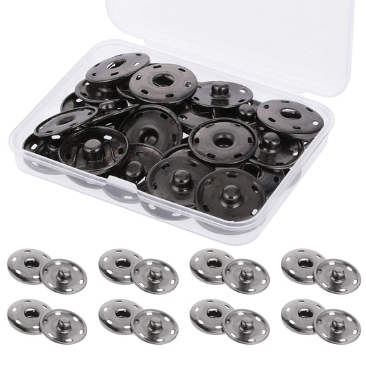 20 Sets Sew-on Snap Buttons 25MM/1" Metal Snaps Fasteners Gunmetal Press Buttons Sewing Snaps Press Studs Buttons for Sewing Clothing